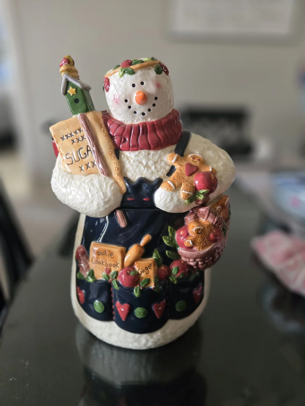 Vintage Deb Strain Ceramic Snowman Cookie Jar 12